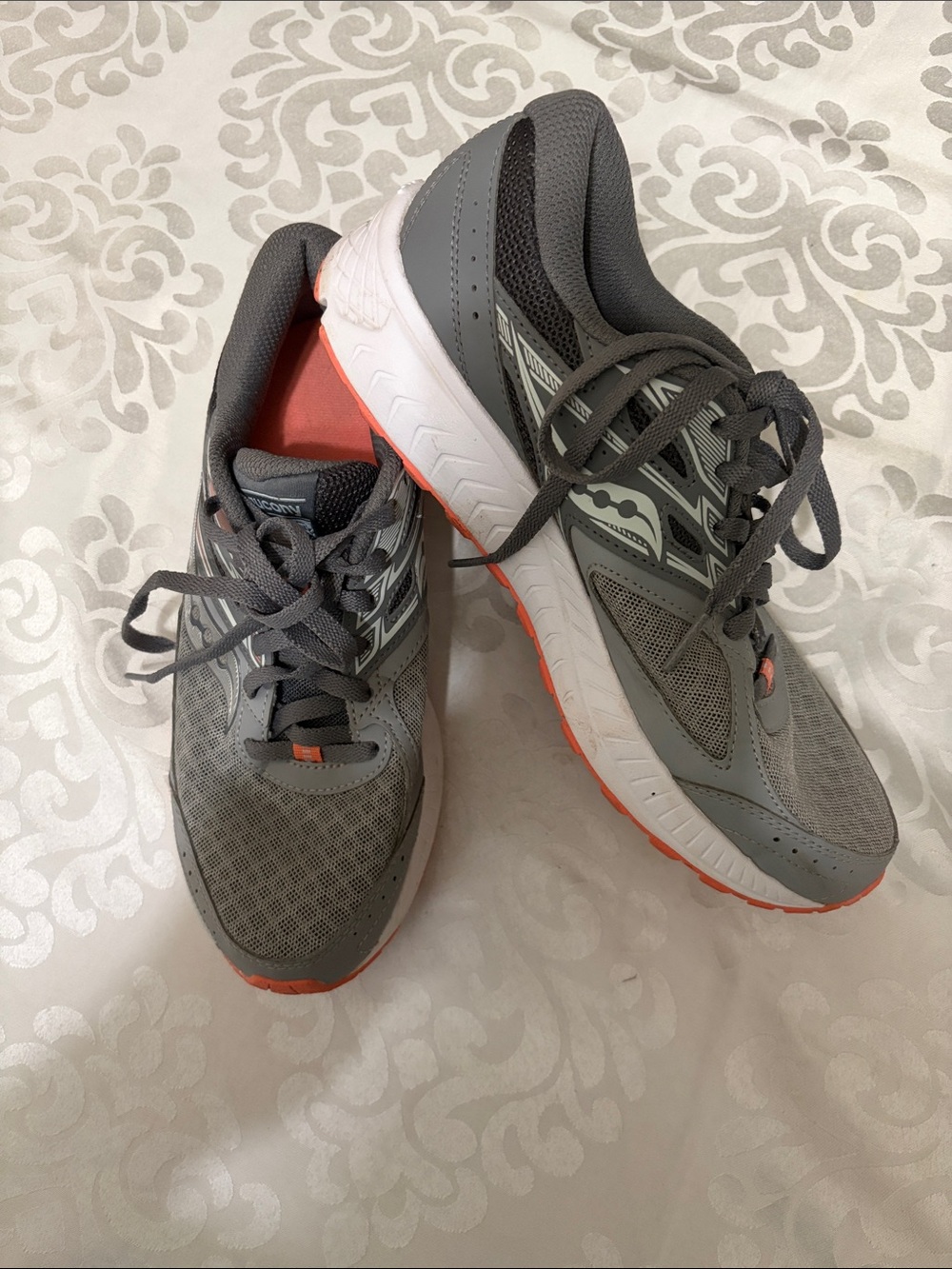 Saucony Gray and Orange Women's Athletic Running Shoes